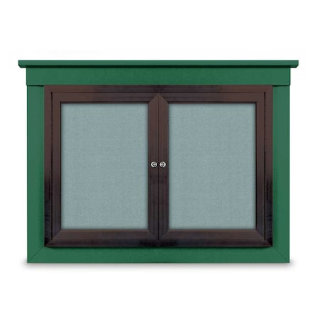 60x36 2-Door Enclosed Outdoor Letterboard,Hdr,Blue Felt/Satin